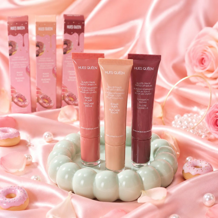 لیپ گلاس و سرم لب دوناتی اورجینال Hues Queen | مدل Glaze Craze ✨🍩