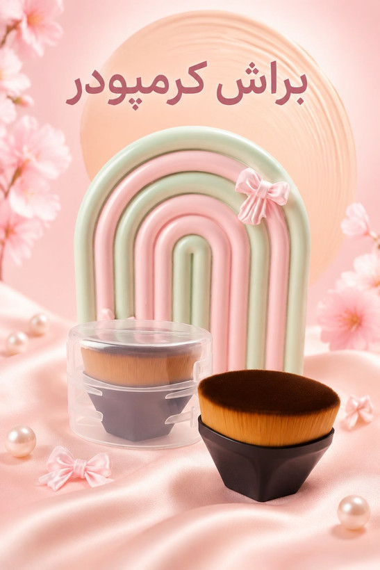 براش بیضی کرمپودر (Oval Foundation Brush) - موی متراکم و پخش یکدست حرفهای